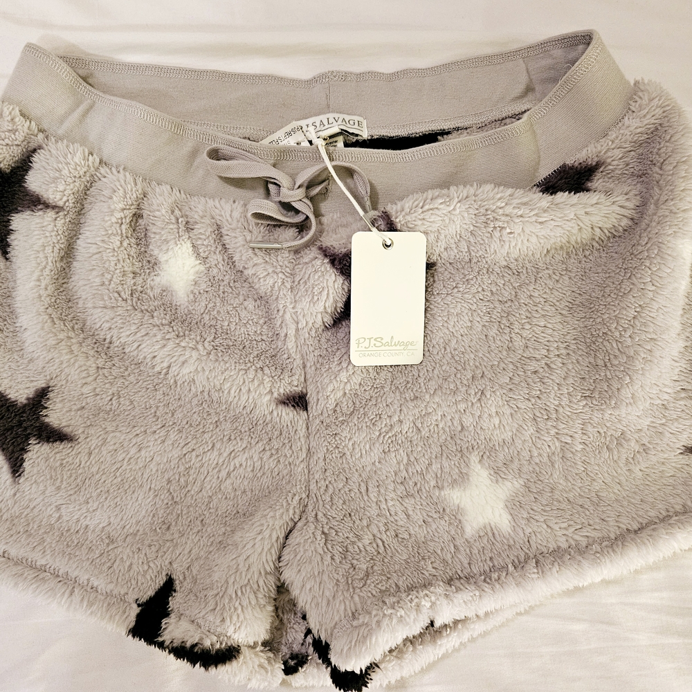 PJ Salvage Black and Gray Athletic Shorts with Star Pattern